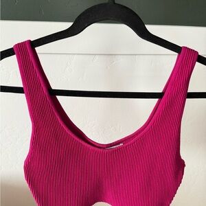 Babaton Women's Pink Ribbed crop top